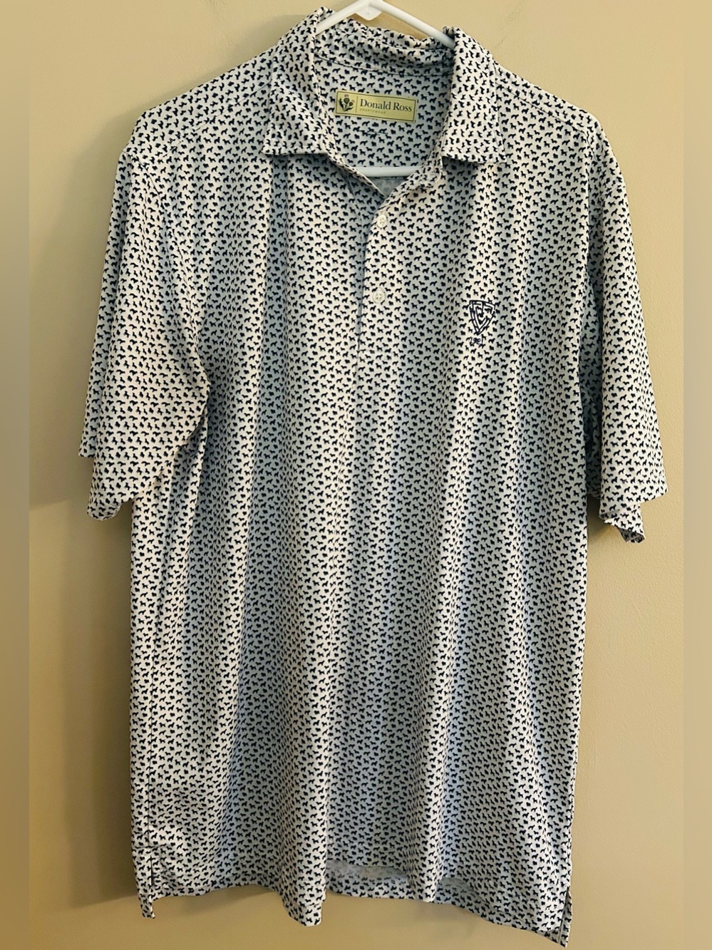 Donald Ross Dog Medium Polo in Blue and White